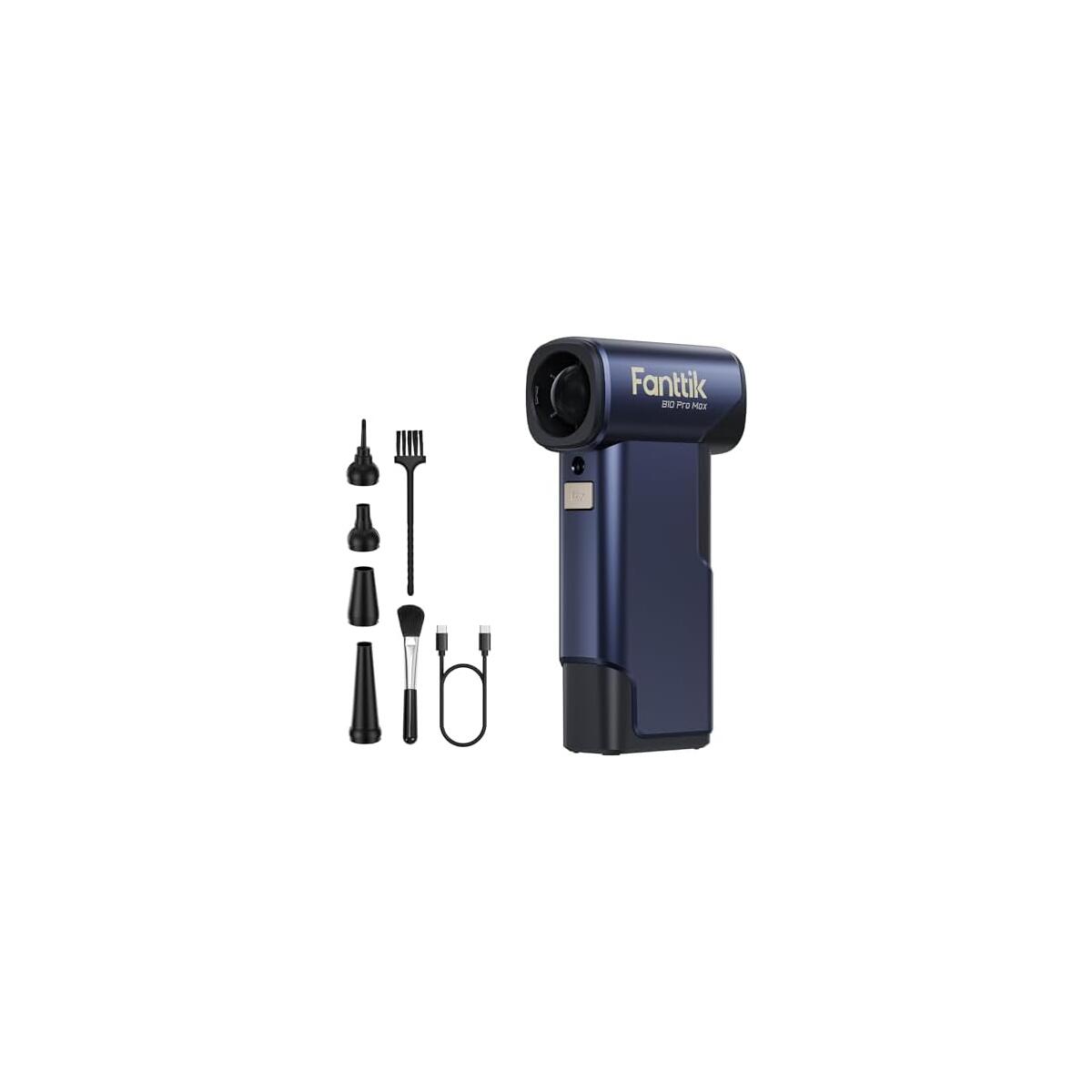 Fanttik B10 Pro Max Electric Air Duster (Navy Blue) | 130000RPM Brushless Motor, 6-Speed Adjustable, One-tap Booster, 28.8Wh Rechargeable, Electric Duster for PC, Car