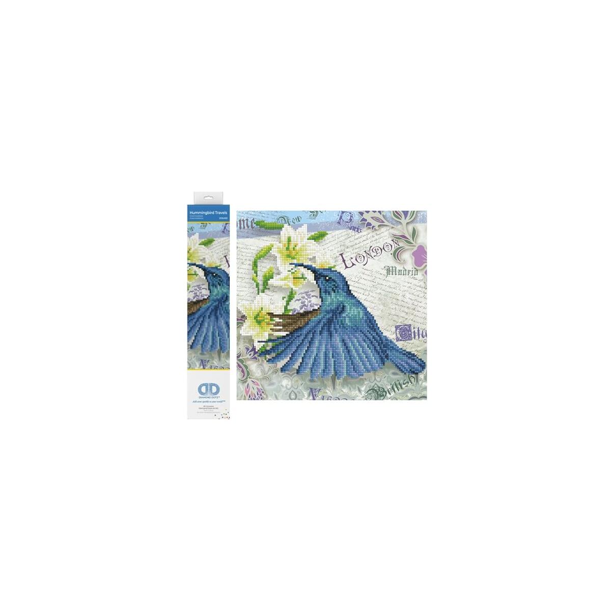 DIAMOND DOTZ Hummingbird Travels Bird Diamond Painting Kits for Adults - Diamond Art Kits a Relaxing Creative Craft Kit with Dotz Gems 12
