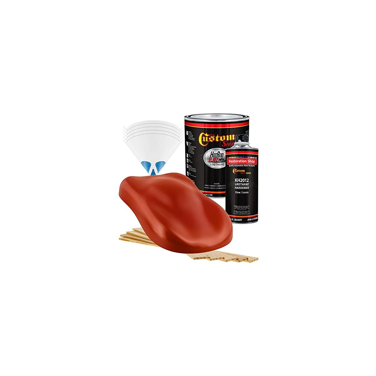 Custom Shop - Scarlet Red - Hot Rod Flatz Flat Matte Satin Urethane Auto Paint - Complete Gallon Paint Kit - Professional Low Sheen Automotive, Car Truck Coating, 4:1 Mix Ratio