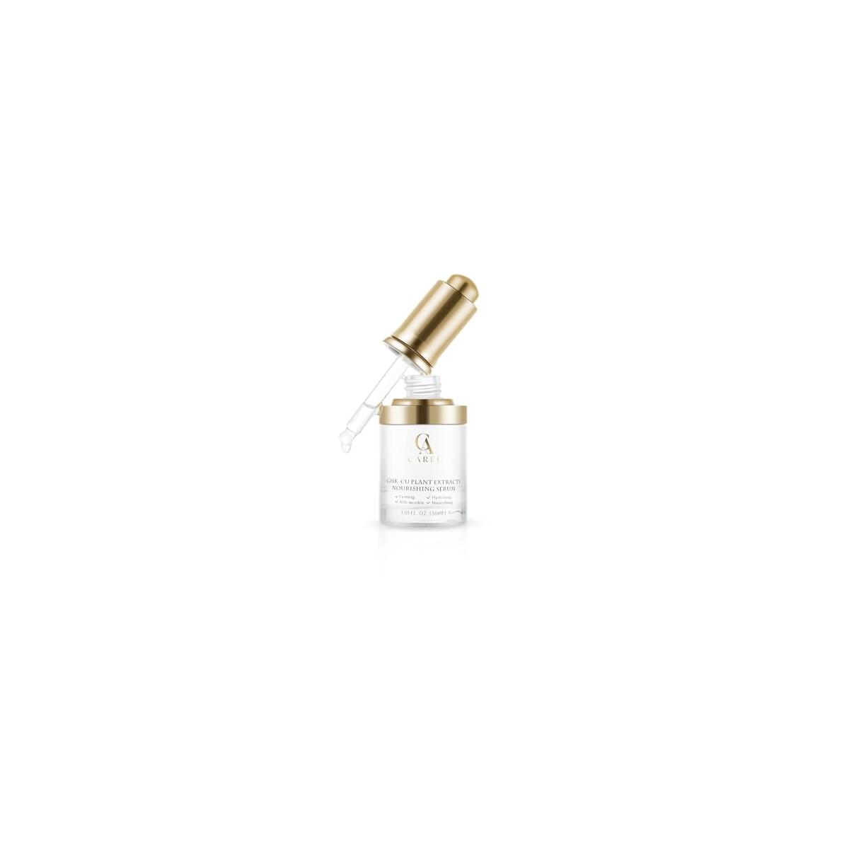GHK-CU Peptides Nourishing Serum, Copper Tripeptide-1 for Firm, Wrinkle, Plant Extracts, Aloe, Agave for Skin Renewal and Moisture, All Skin Types, 1.01 fl oz
