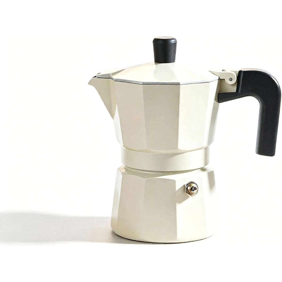 Double Valve Moka Pot 2 Cup, Cream White Coffee Maker