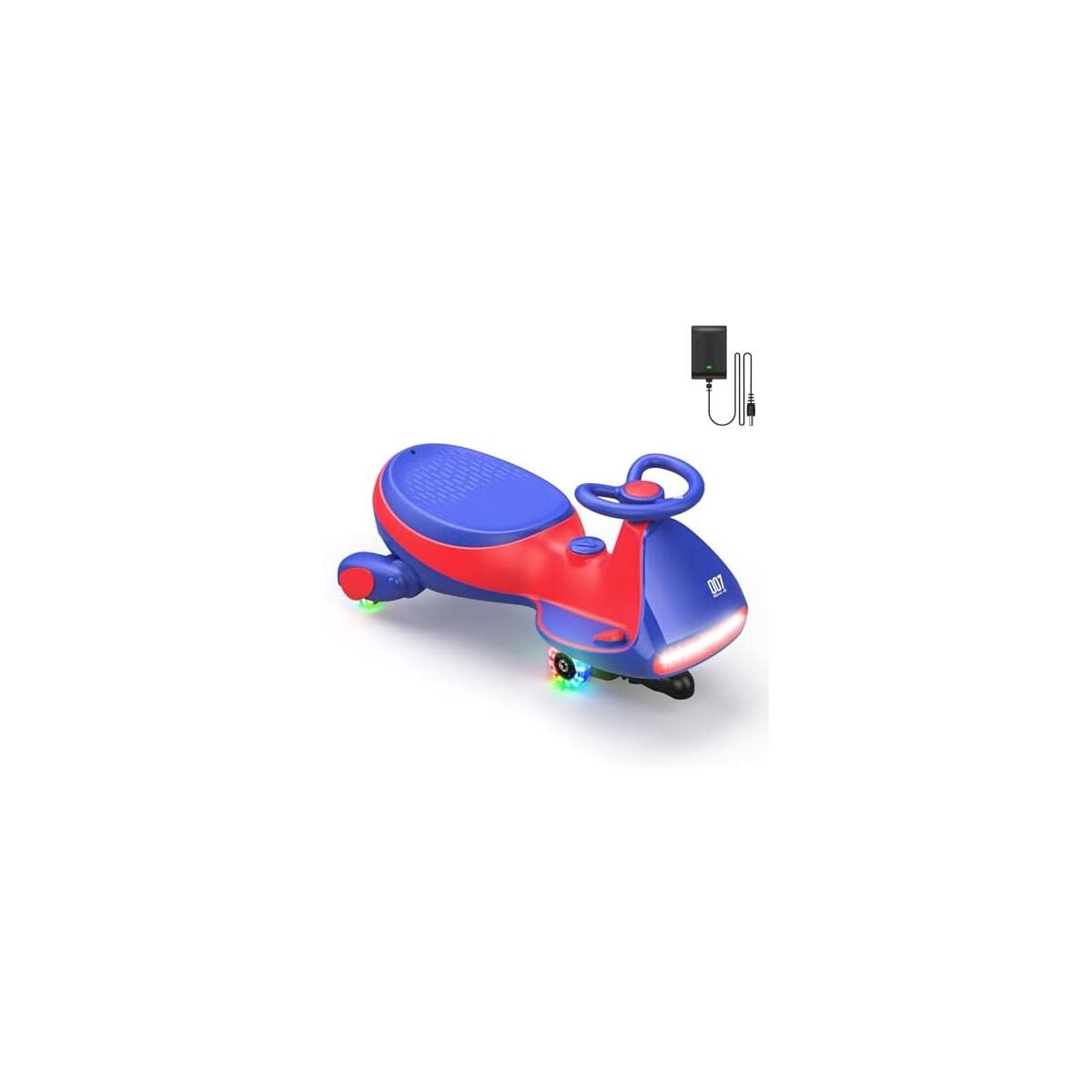 FanttikRide N7 Pro Electric Wiggle Car with Pedal, Rechargeable Battery, CyberWiggle, 2 in 1 Swing Car, 2 Speeds Max 4 Mph, Anti-Rollover, Flashing Wheels, Bluetooth, Ages 3+, 150 Lbs, Blue