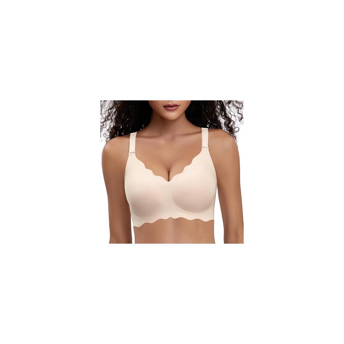 Bras No Underwire for Women Comfortable Wireless Seamless T Shirt Bras Wavy Edge Full Coverage Push Up Bra