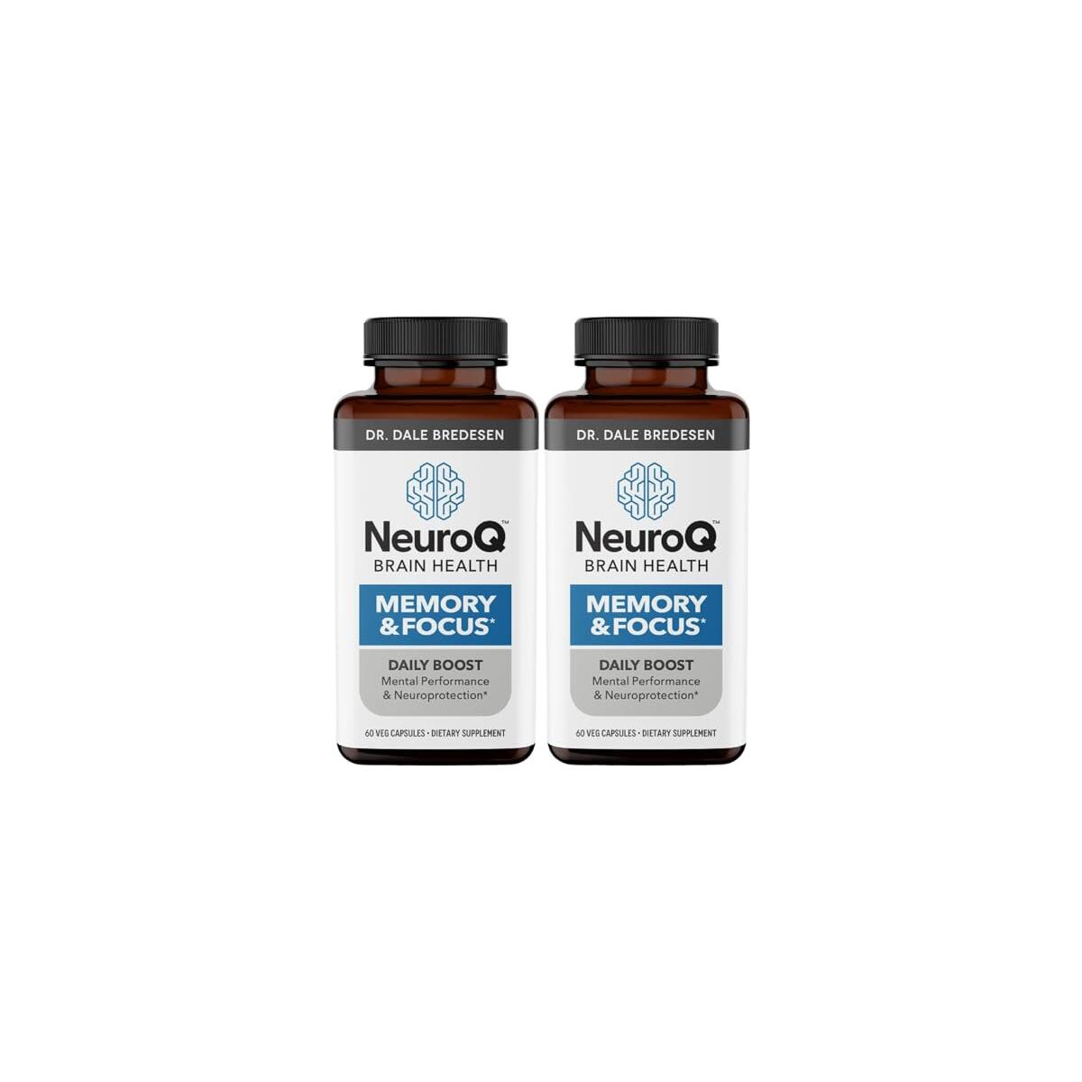 NeuroQ Memory & Focus - Boosts Cognitive Performance & Brain Function - Neuroprotective Formula by Dr. Dale Bredesen - Gotu Kola Ginkgo Phosphatidylserine & Propolis - 60 Capsules (Pack of 2)