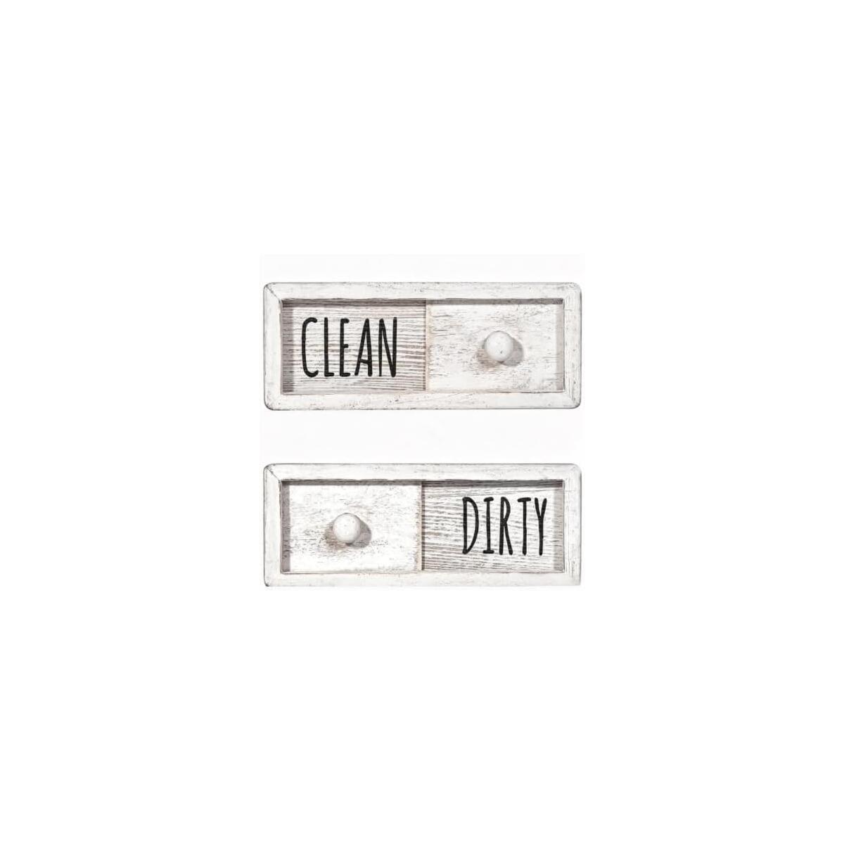 Wooden Clean Dirty Dishwasher Magnet Sign, 12.7 x 5.08 cm | Sliding Status Indicator, Strong Magnetic Backing, Rustic Farmhouse Style, Natural Wood Grain, Scratch-Free Design