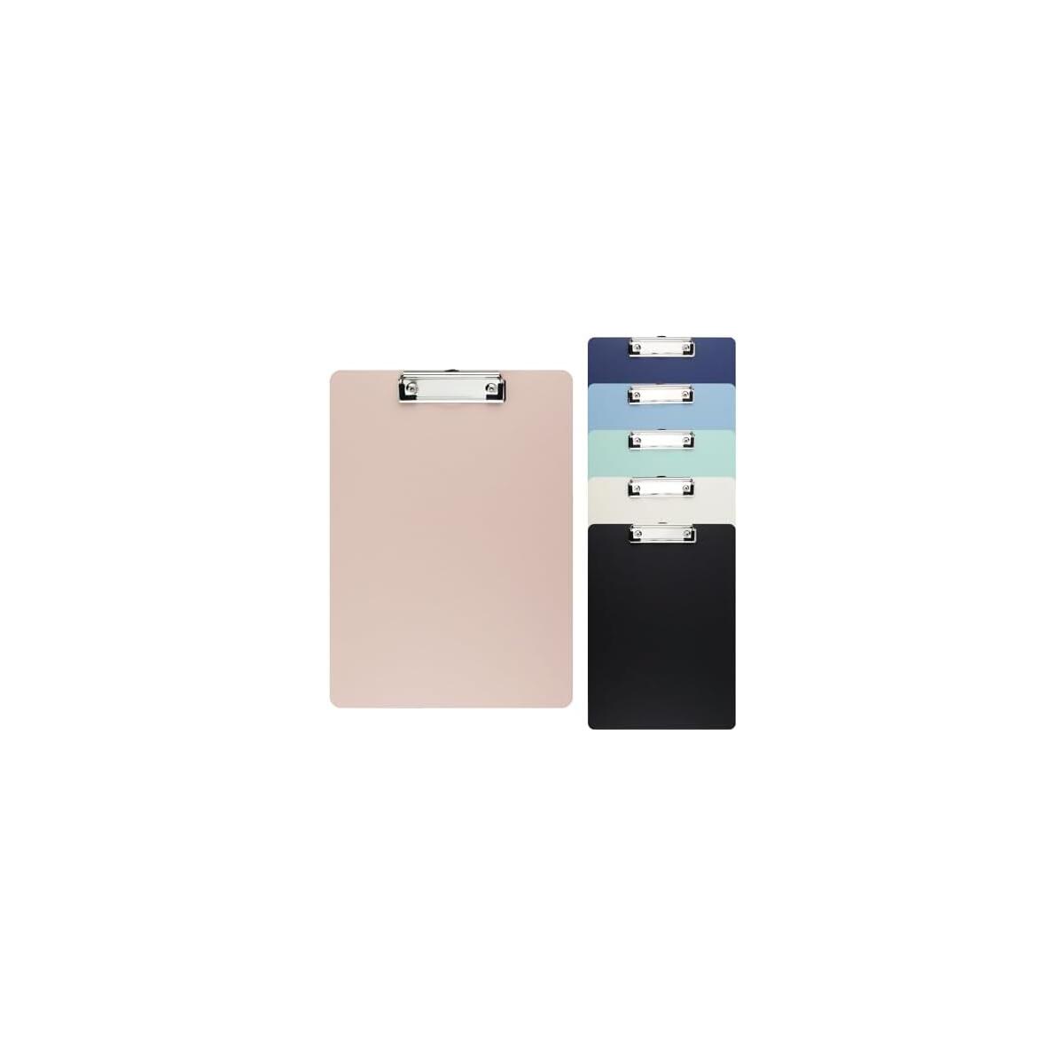 Pack of 6 Clipboards A4, Clipboard with Metal Clip and Hidden Hook, Writing Board Clipboard A4, Plastic Clipboard, Clipboard Folder for Hanging for Students, Office (6 Colours)