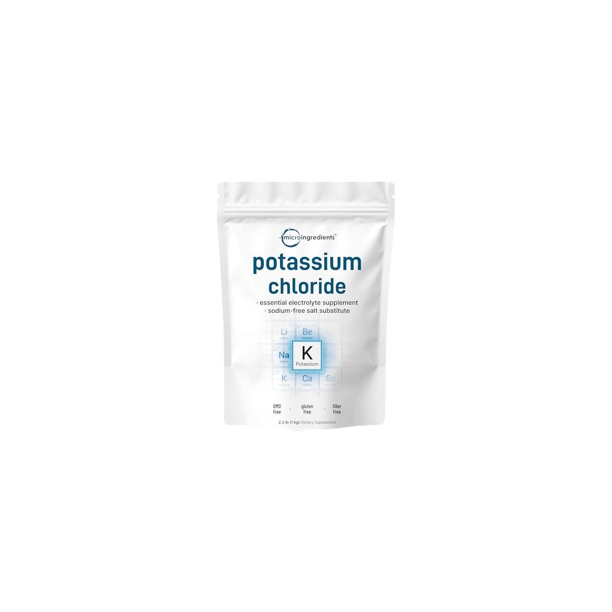Potassium Chloride Powder, 1 KG (35 Ounce) | Salt Substitute & Essential Hydration Electrolyte Supplement | Supports Mineral Balance, Heart, Joint, and Immune Health | Filler Free, Dissolves Easily