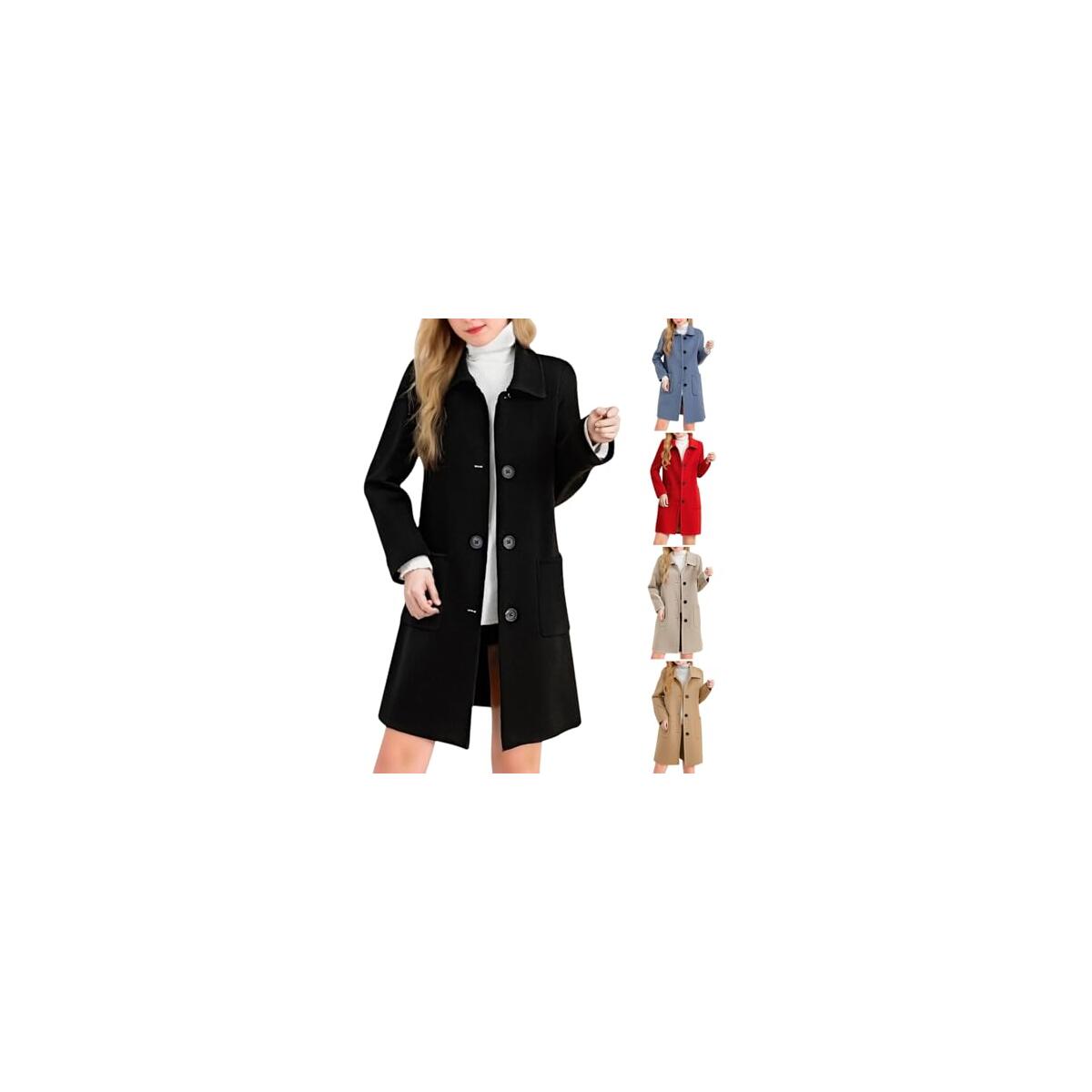 Trench Coat Women Lapel Single Breasted Long Coats Casual Mid Length Jackets Fashion Warm Winter Outerwear