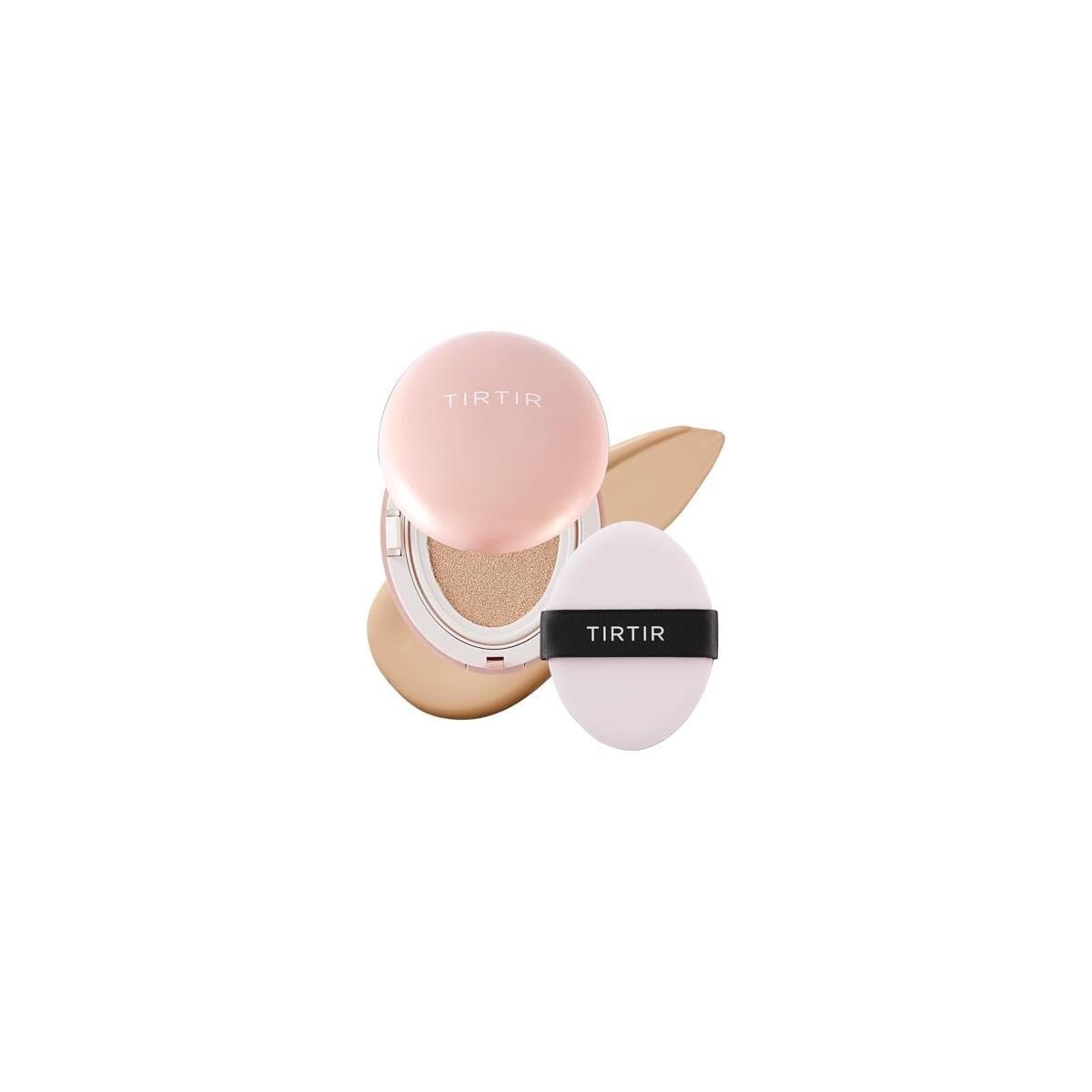 TIRTIR Mask Fit All Cover Pink Cushion Foundation | High coverage, Velvety Matte Finish, Lightweight, Flawless, Corrects Redness, Korean Cushion (#23N Sand, Full Size, 0.63 Fl Oz)