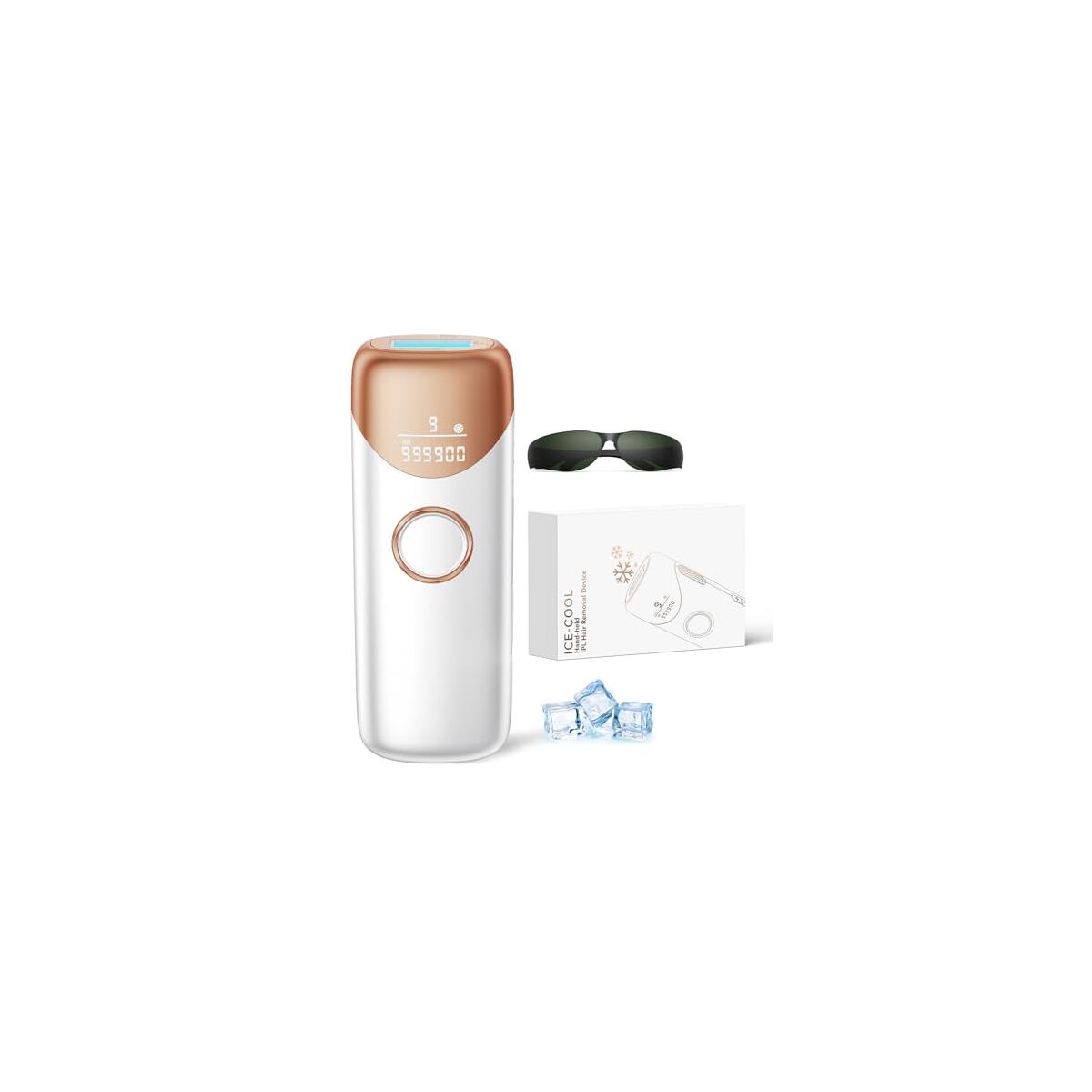 Ubroo Laser Hair Removal with 5℃ Ice Cooling,Hand-held Hair Removal Device IPL Hair Removal for Women and Men,Reduce Hair Regrowth,Full Body Use for Legs,Bikini,Armpits（Gold）