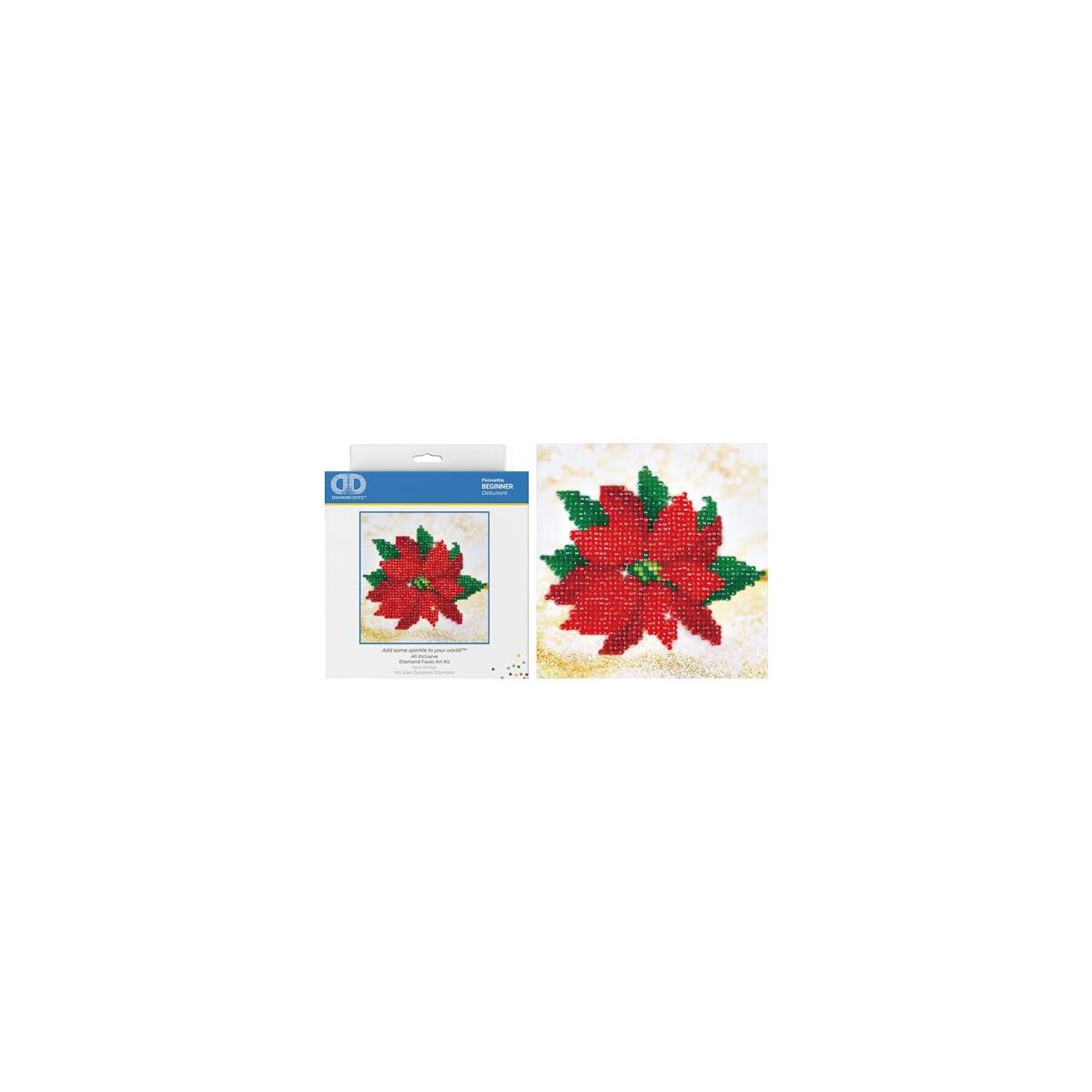 DIAMOND DOTZ Pointsettia Christmas Diamond Painting Kits for Adults - Diamond Art Kits a Relaxing Creative Craft Kit with Dotz Gems 5.3"x5.3"