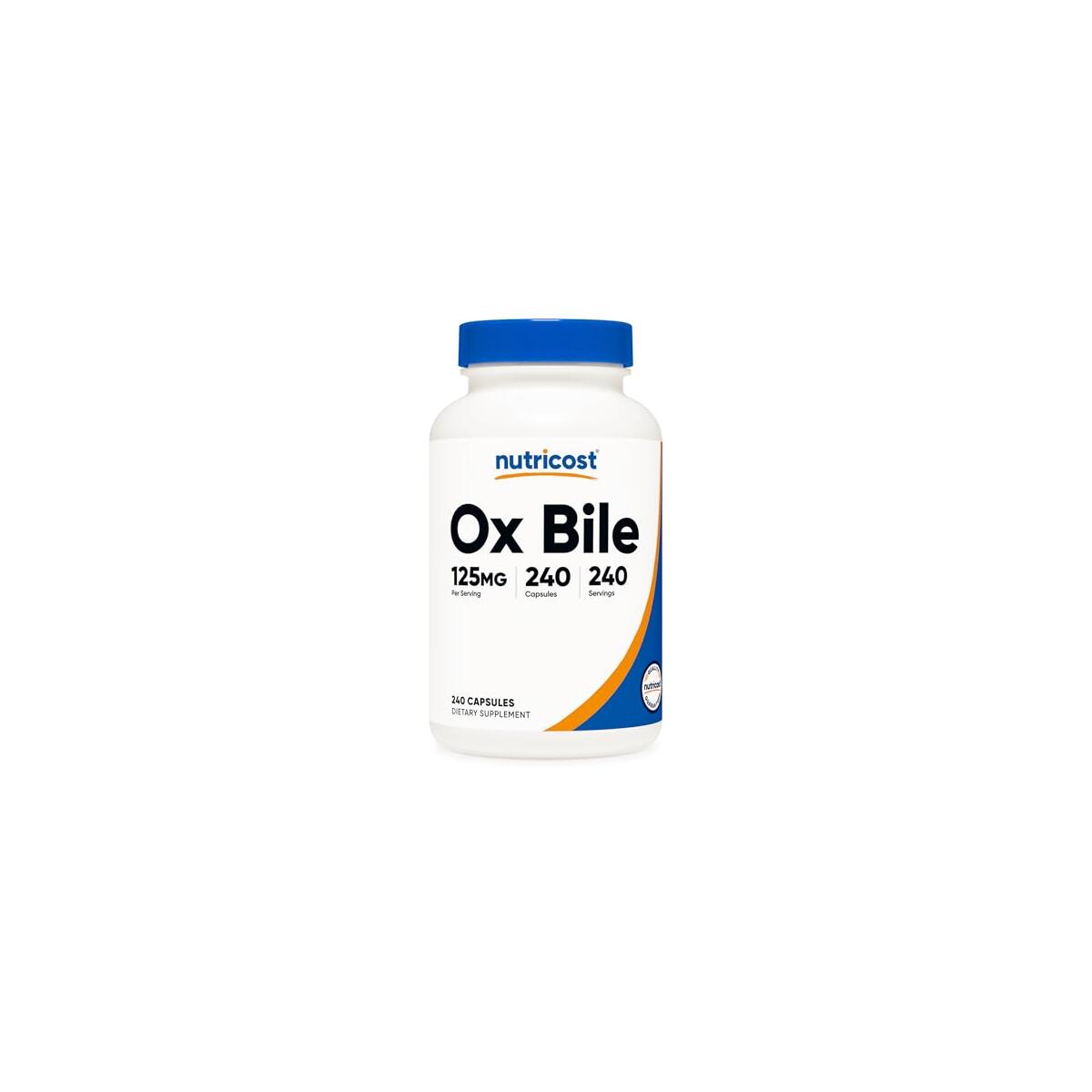 Nutricost Ox Bile Capsules 125mg, 240 Capsules - Non-GMO