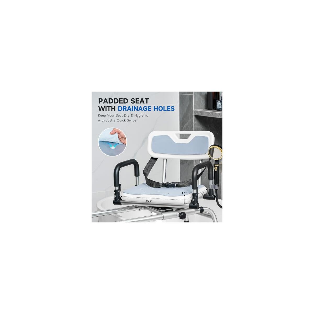 Sliding Shower Chair With 360 Swivel Seat Deal - RebateKey