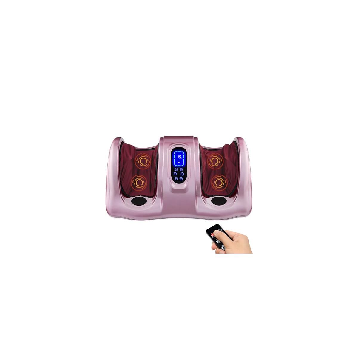 Best Choice Products Shiatsu Foot Massager for Pain Relief, Plantar Fasciitis, Neuropathy, Blood Circulation, Remote Control w/Compact Design - Rose Gold