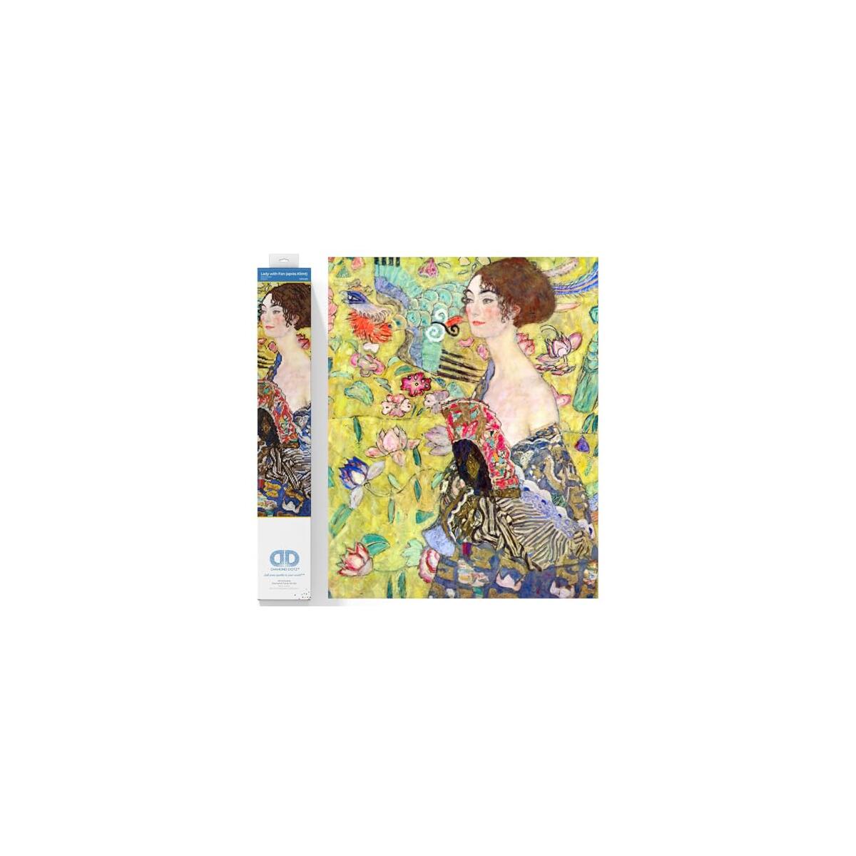 DIAMOND DOTZ Lady with Fan (Apres Klimt) Portrait Diamond Painting Kits for Adults - Diamond Art Kits a Relaxing Creative Craft Kit with Dotz Gems 26.4"x26.4"