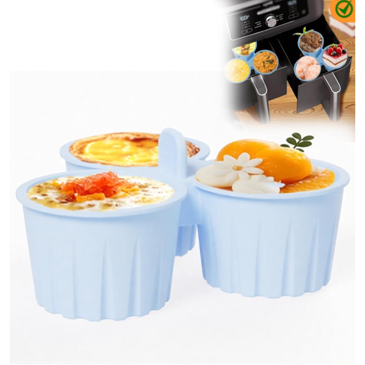 Silicone Egg Bite Molds 3-Cup Trays, 14.4cm, 135ml