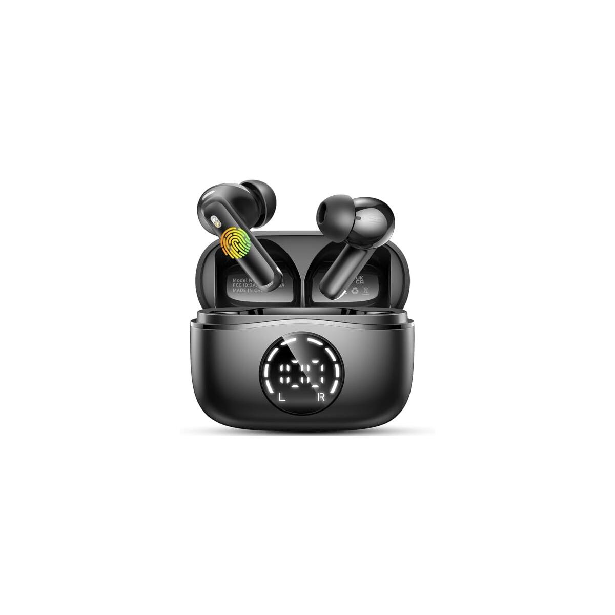 Wireless Earbuds Bluetooth 5.4 Headphones Bass Stereo, Ear Buds with ENC Noise Cancelling Mics, Earphones with 48H Playtime & LED Display, IP7 Waterproof, for Android iOS