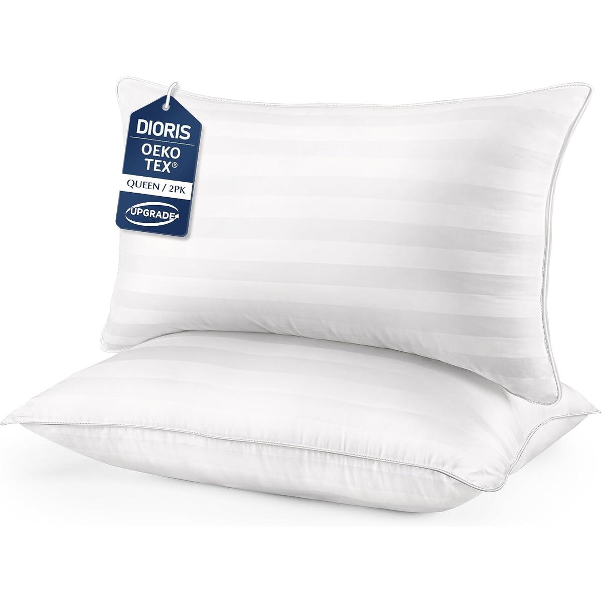 DIORIS Pillows Queen Size Set of 2 - Soft Bed Pillow for Sleeping Fluffy