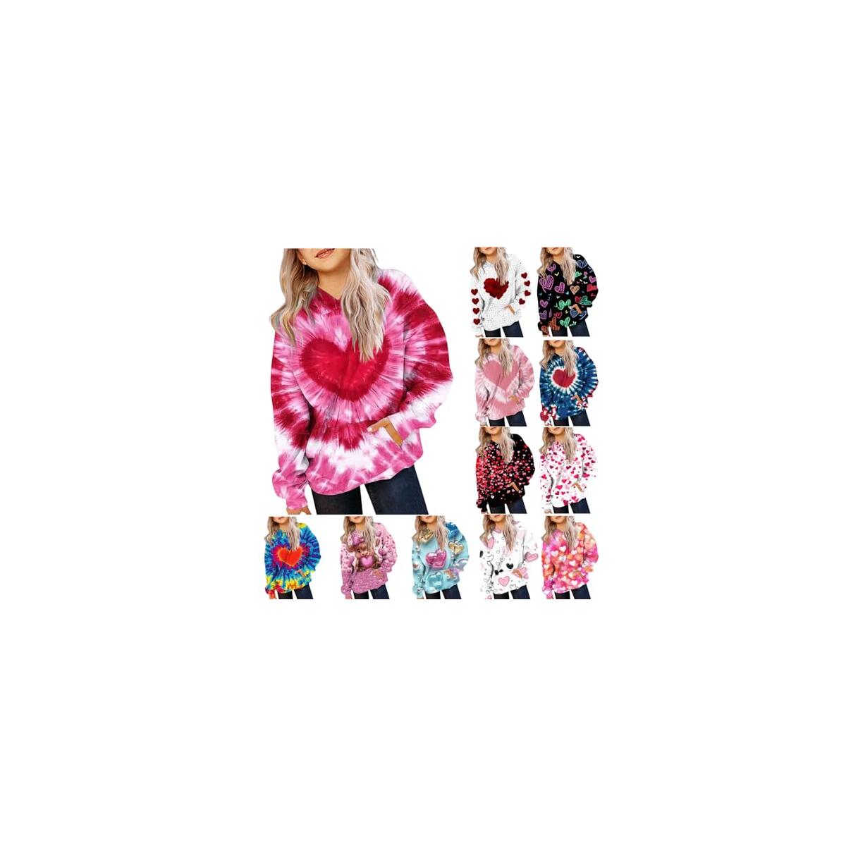 Hoodies for Teen Girls Boys Valentines Sweatshirt Kids Oversized Long Sleeve Pullover Shirt Trendy Preppy Clothes