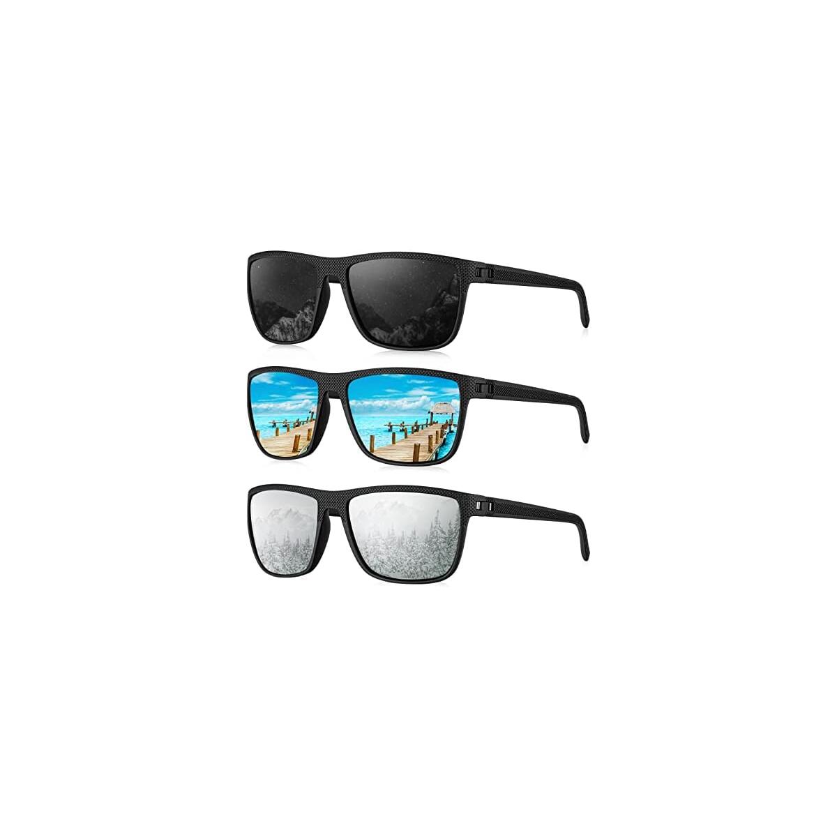 KALIYADI Polarized Sunglasses for Men, Lightweight Sun Glasses with UV Protection for Driving Fishing Golf