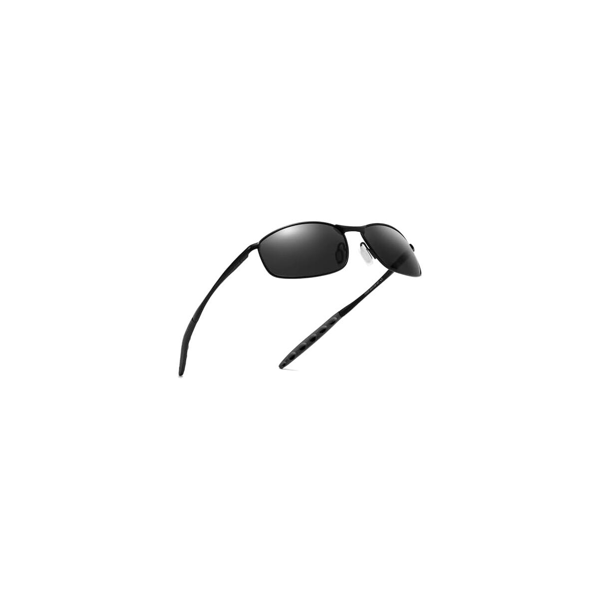 SUNGAIT Mens Narrow Polarized Sunglasses Metal Frame Small Rectangle Retro Durable UV400 Protection
