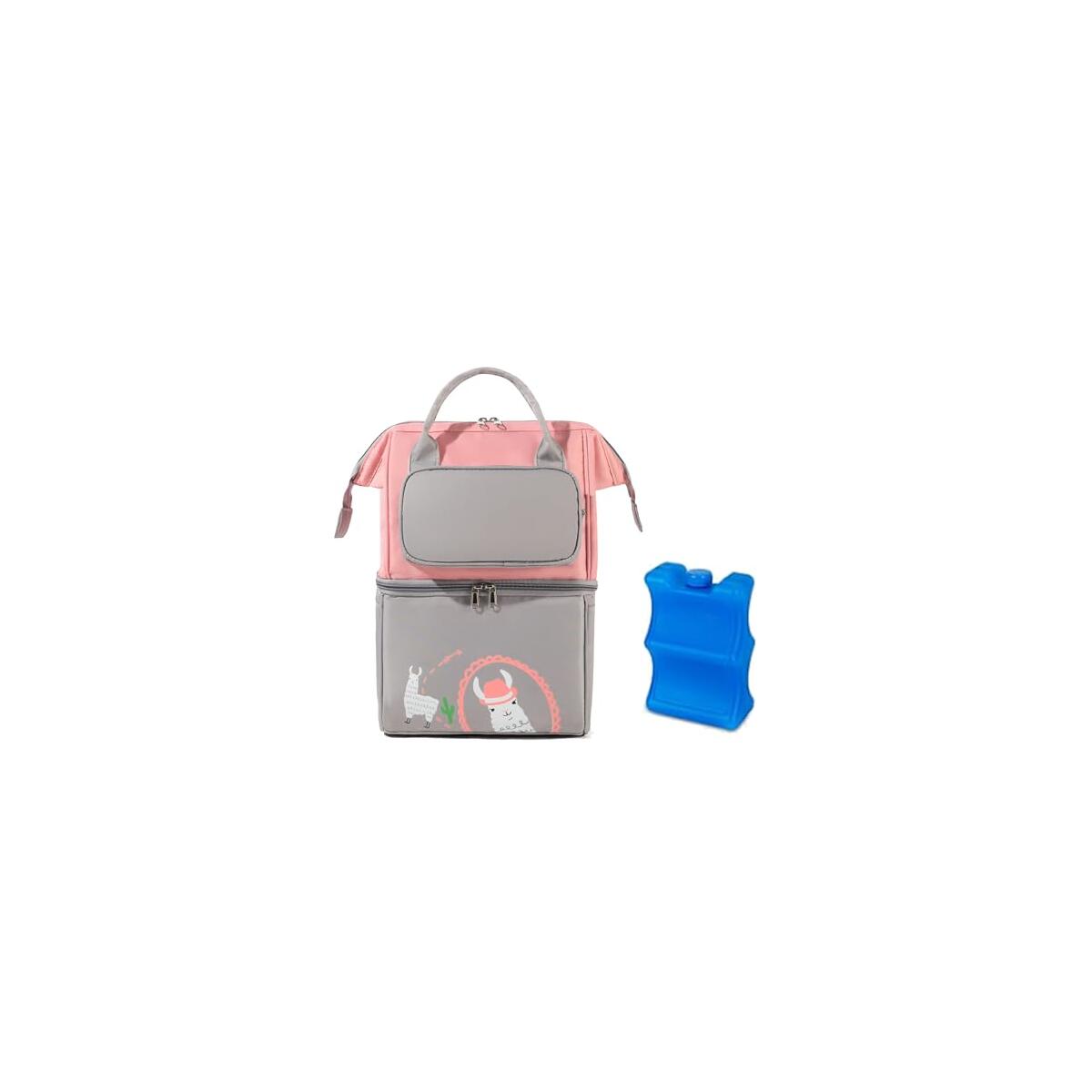 Breastmilk Cooler Bag with Ice Pack Waterproof Double-Layer Insulated Breast Pump Backpack, Fits 6+ Baby Bottles (Up to 9 Ounces) for Travel, Nursing Moms, Daycare, Work, Picnics