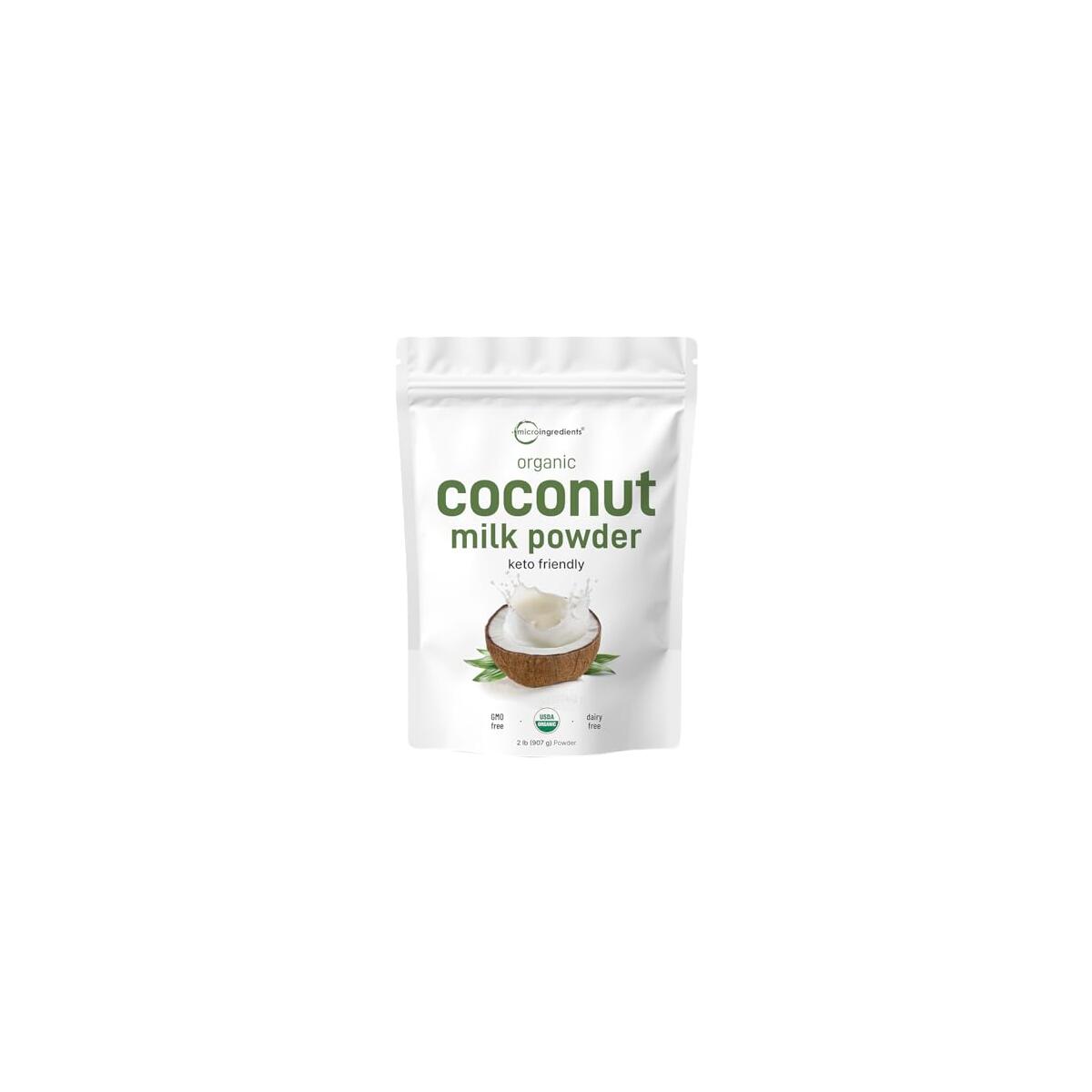 Micro Ingredients Organic Coconut Milk Powder, 2 Lb | Plant-Based Creamer for Coffee, Tea & Smoothies | Pure & Rich in MCT | Non-GMO, Gluten-Free, Keto & Paleo Friendly