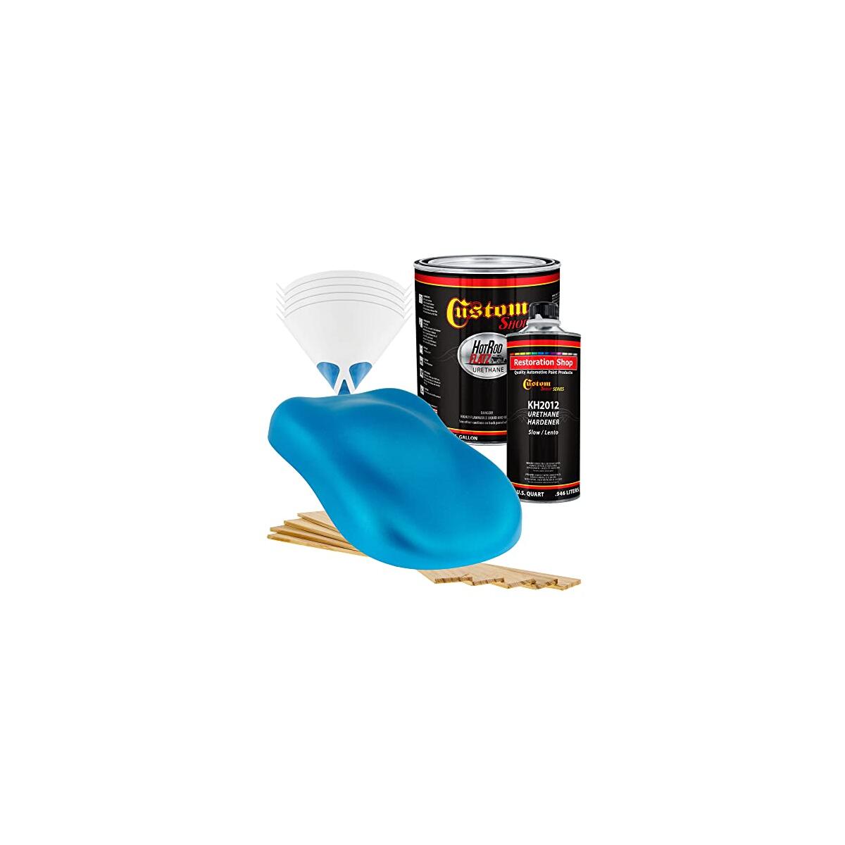 Custom Shop - Electric Blue Metallic - Hot Rod Flatz Flat Matte Satin Urethane Auto Paint - Complete Gallon Paint Kit - Professional Low Sheen Automotive, Car Truck Coating, 4:1 Mix Ratio