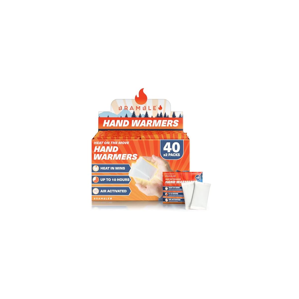 Bramble - Hand Warmers Disposable &ndash; Air-Activated Pocket Warmers for Hiking, Skiing, Camping, and Outdoor Activities &ndash; Provides Up to 10 Hours of Heat