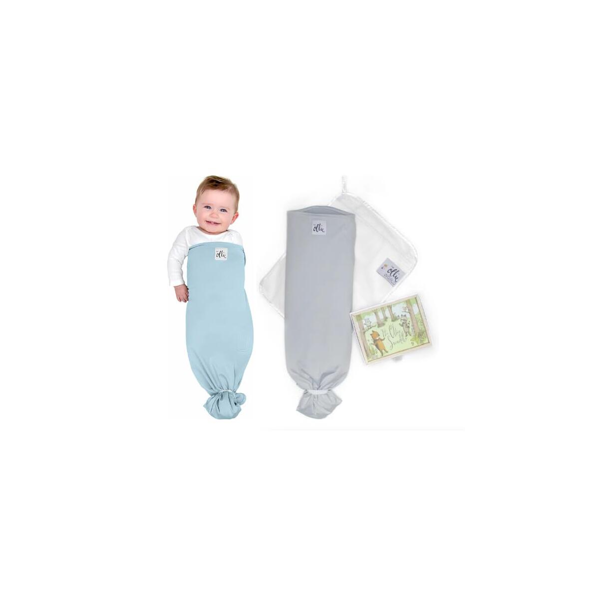 The Ollie Swaddle Bundle &ndash; 2 Sleep Swaddles for Babies | Breathable, Moisture-Wicking Fabric to Prevent Overheating | Soft, Adjustable Fit | Ideal for Newborns (Sky + Stone)