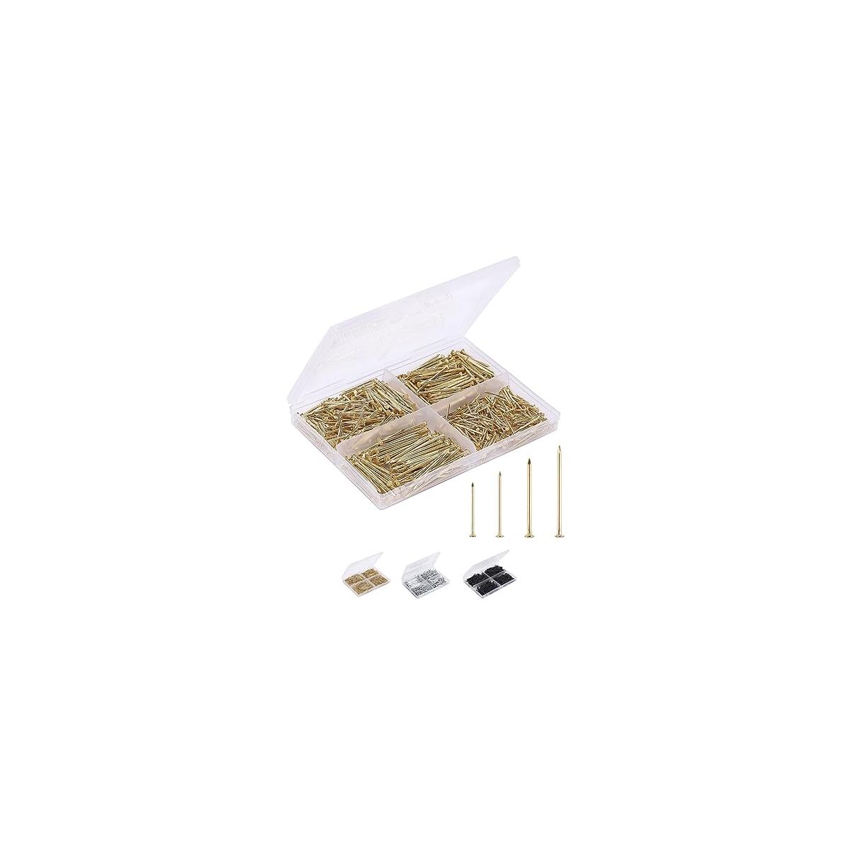 Mr. Pen- Nail Assortment Kit, 600 Pcs, 4 Sizes, Gold, Small Nails, Nails for Hanging Pictures, Finishing Nails, Wall Nails for Hanging, Pin Nails, Hardware Nails, Assorted Nails, Galvanized Nails