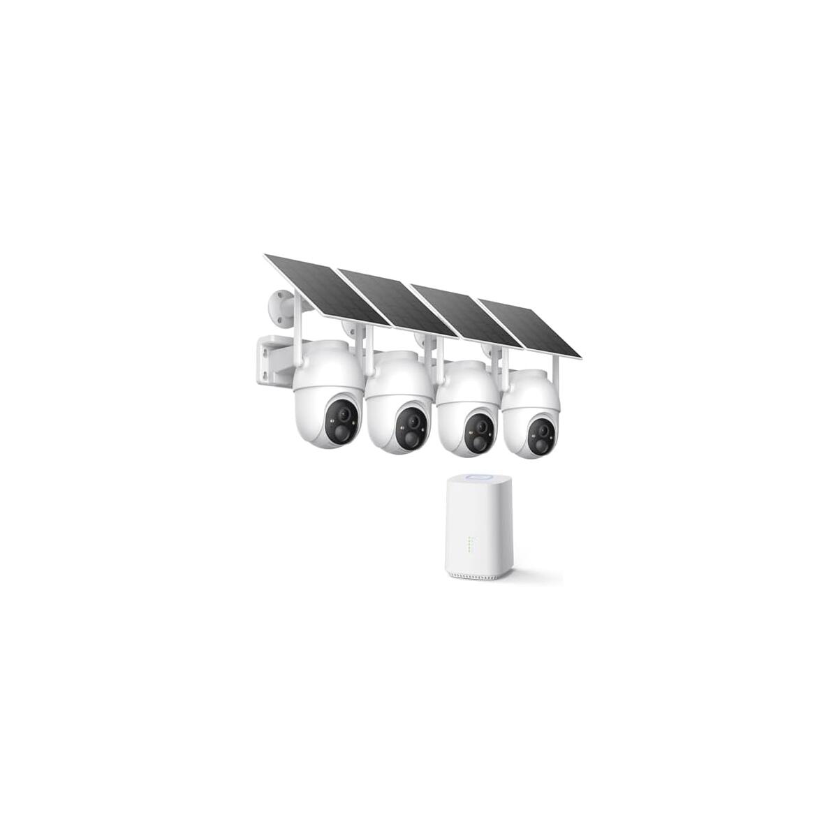 ELYSOO Solar Security Cameras Wireless Outdoor, 64GB Local Storage Included, 2K/4MP Home Security Camera System, 4-Cam Kit, 2.4G & 5GHz WiFi, PIR Motion Detection, 360&deg; View