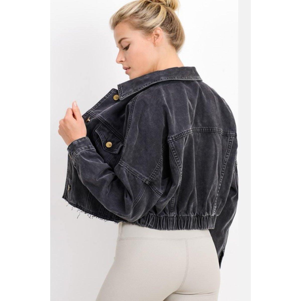 Ribbed Crop Denim Jacket Coupons - RebateKey