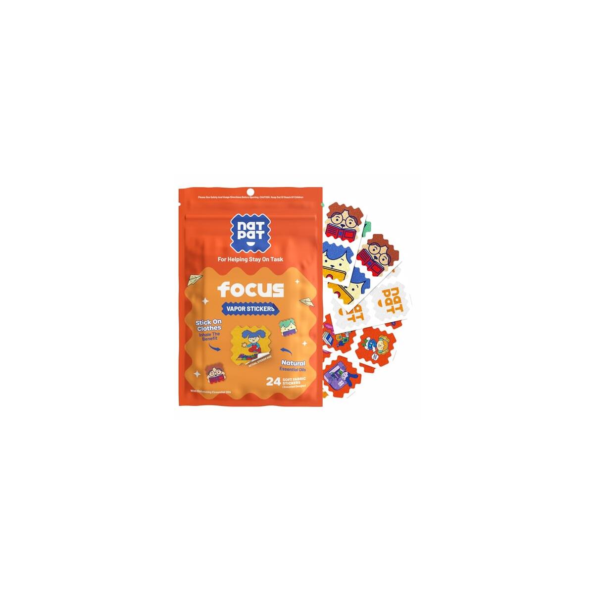 NATPAT Focus Patch Focus Enhancing Stickers for Kids and Adults - Healthy Brain Supports for Attention, Focus, and Concentration - Chemical and Drug Free - 24 Count - BuzzPatch Natural Patch