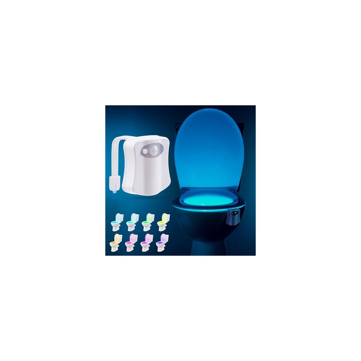 Toilet Bowl Night Light - Unique Cool Gadget with Motion Sensors & Multi Color LED - Funny Christmas Gag Gift for Men, Him, Dad, Husband, Boyfriend - White Elephant Gifts 2025 - Fun Stocking Stuffers