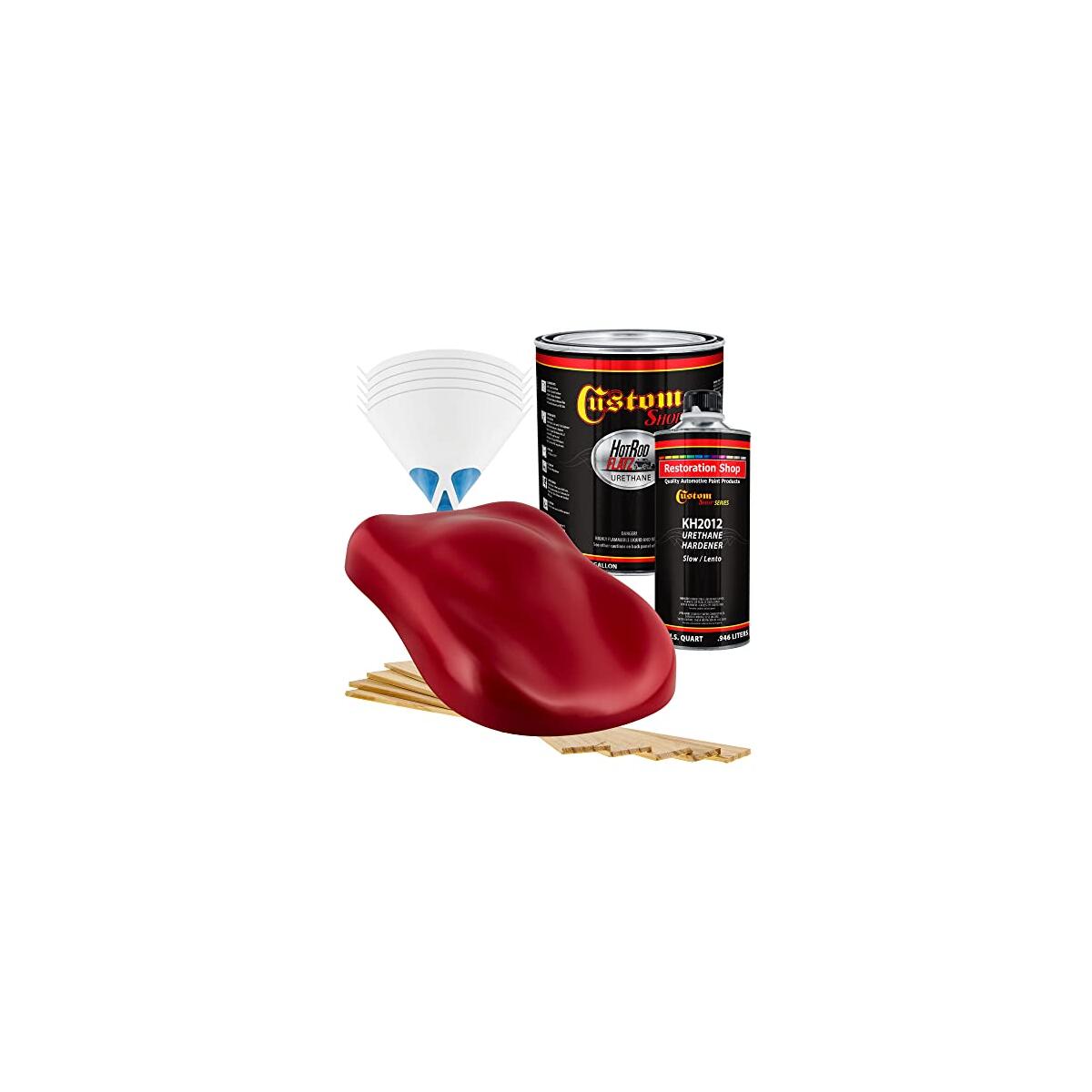 Custom Shop - Quarter Mile Red - Hot Rod Flatz Flat Matte Satin Urethane Auto Paint - Complete Gallon Paint Kit - Professional Low Sheen Automotive, Car Truck Coating, 4:1 Mix Ratio