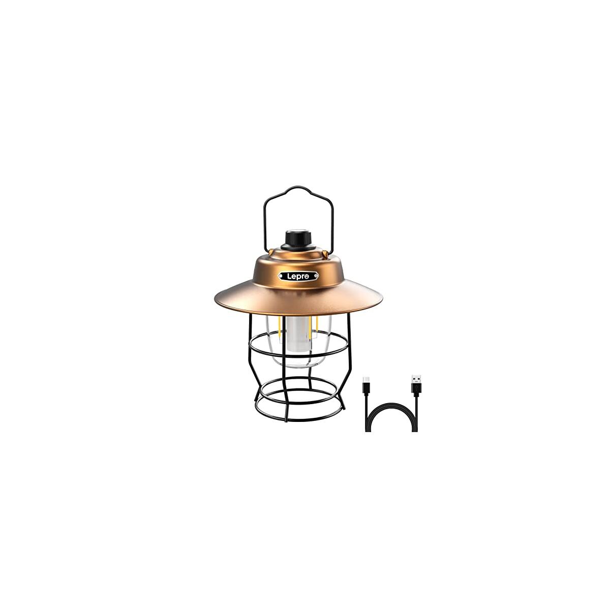 Lepro Vintage LED Camping Lantern Rechargeable, Power Bank, Christmas Decorations, Retro Style, Classic Railroad Lantern with Dimmable Control, Portable Hanging Tent Light for Camping, Power Outages