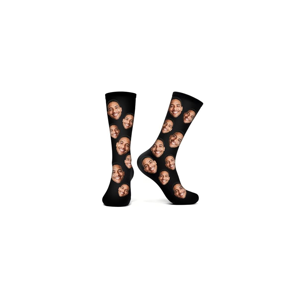 Valentine's Day Custom Photo Socks - Personalized Face Socks for Couples, Family & Pets - Romantic Unisex Crew Socks Ideal as Valentine's Gifts for Him, Her, Boyfriend, Girlfriend