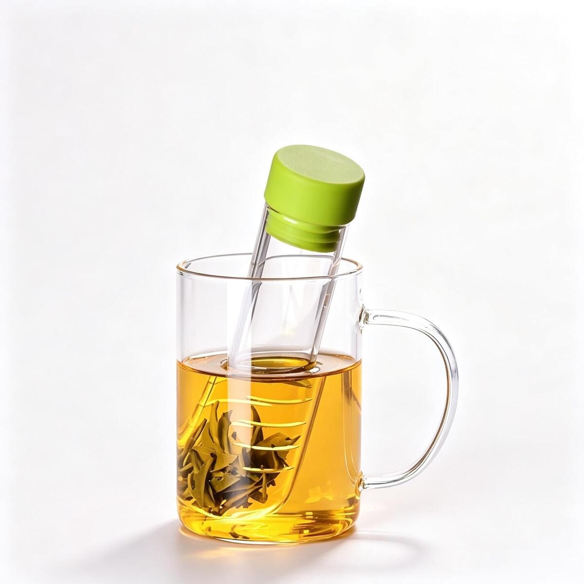 Glass Tea Infuser Tube with Silicone Lid, Borosilicate