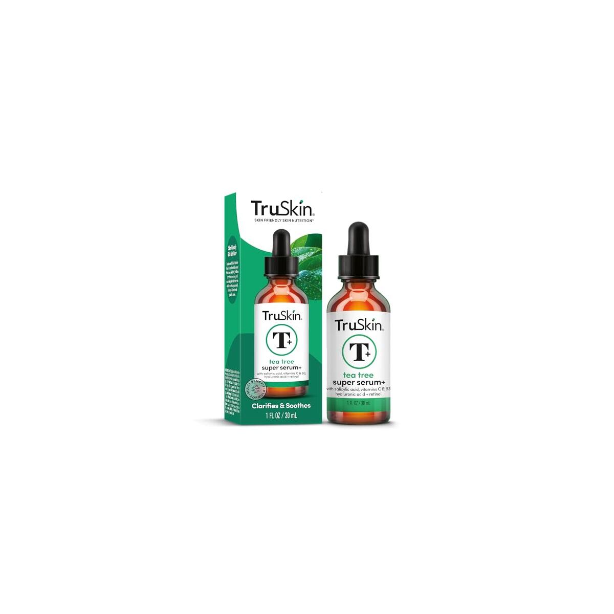 TruSkin Tea Tree Oil Acne Treatment for Face – Acne Serum – Improve the Appearance of Pores, Skin Tone for Smooth, Glowing Skin with Salicylic Acid, Vitamin C, Niacinamide & Retinol, 1 fl oz