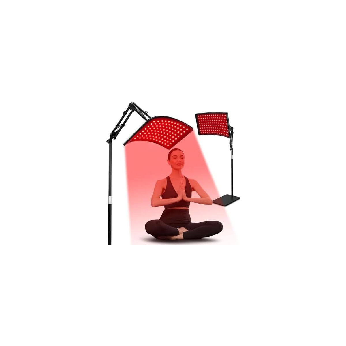 Red Light Therapy Lamp for Body, Infrared Light Therapy with Stand - 660nm Red Light &850nm Near Infrared Light Device for Body Skin Care Red Light Mask for Face and Neck(Ivory Black)