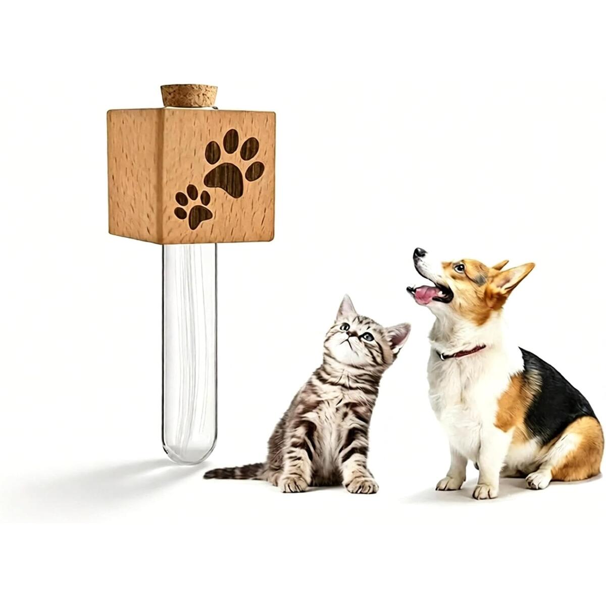 Pet Whisker & Hair Keepsake Vial Magnet, Engraved Wood