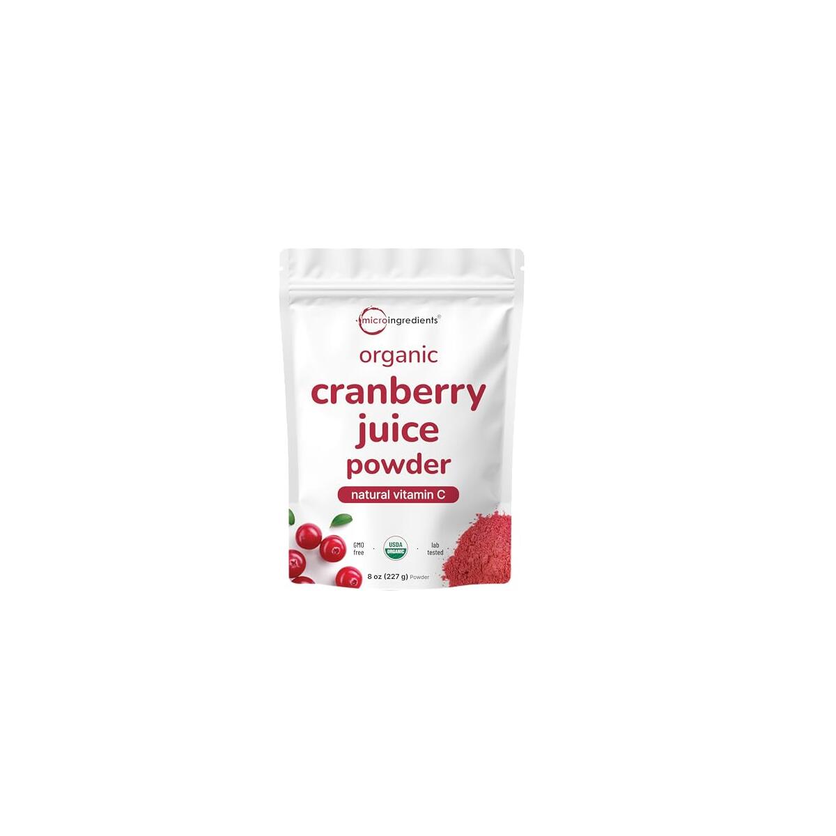 Sustainably US Grown, Organic Cranberry Juice Powder (Wild Cranberry Supplements Cold Pressed), 8 Ounce | Supports Urinary Tract Cleanse & Prostate Health* | Filler Free, Water Soluble, Pet Friendly