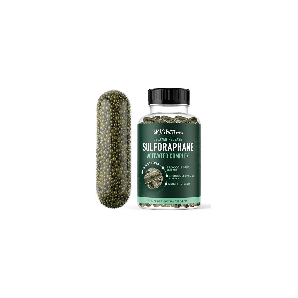 50MG Sulforaphane Supplement from Broccoli Sprouts | NRF2 Activation, Cellular Health & Immune Support | Glucoraphanin, Myrosinase & Antioxidants | Third-Party Tested | 60 Broccoli Seed Microbeadlets