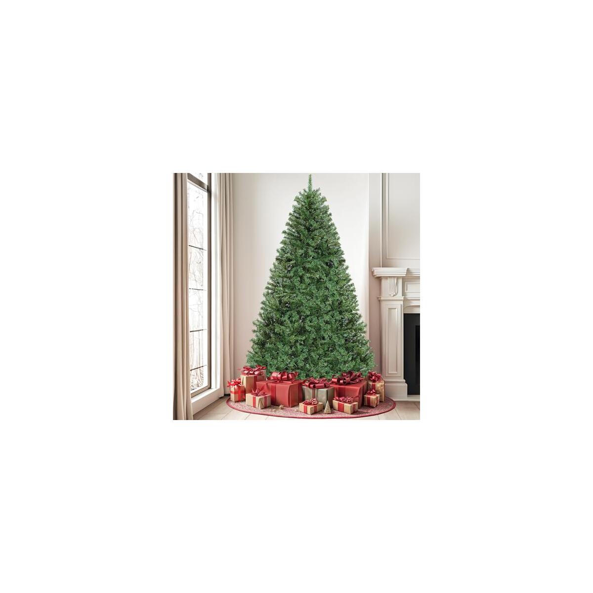 DWVO Unlit Full Artificial Christmas Tree 7.5ft, Green Realistic Fake Spruce Christmas Xmas Tree with 880 Branch Tips and Foldable Stand Easy Assembly Seasonal Holiday for Home Office Party Decoration