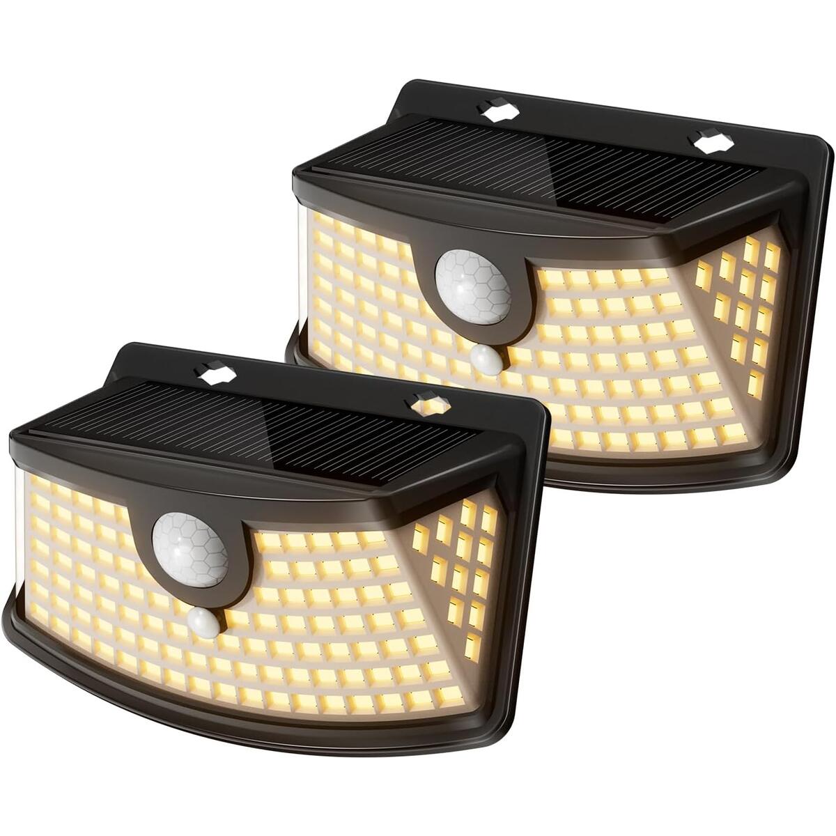 Aootek Solar Motion Sensor Lights Outdoor 120 LEDs, Black, 2 Pack