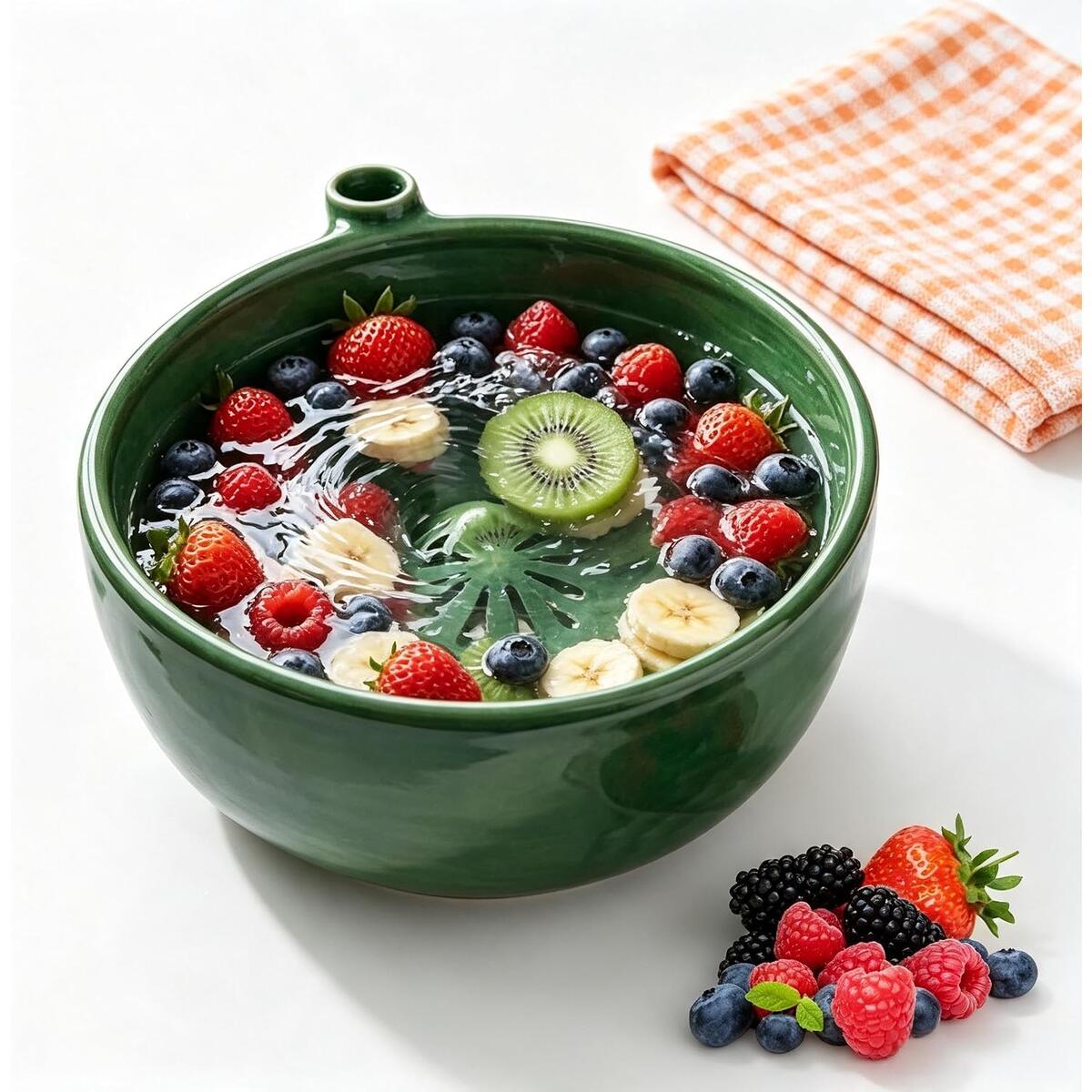 Swirling Berry Bowl Ceramic Fruit Wash Vortex Rinser