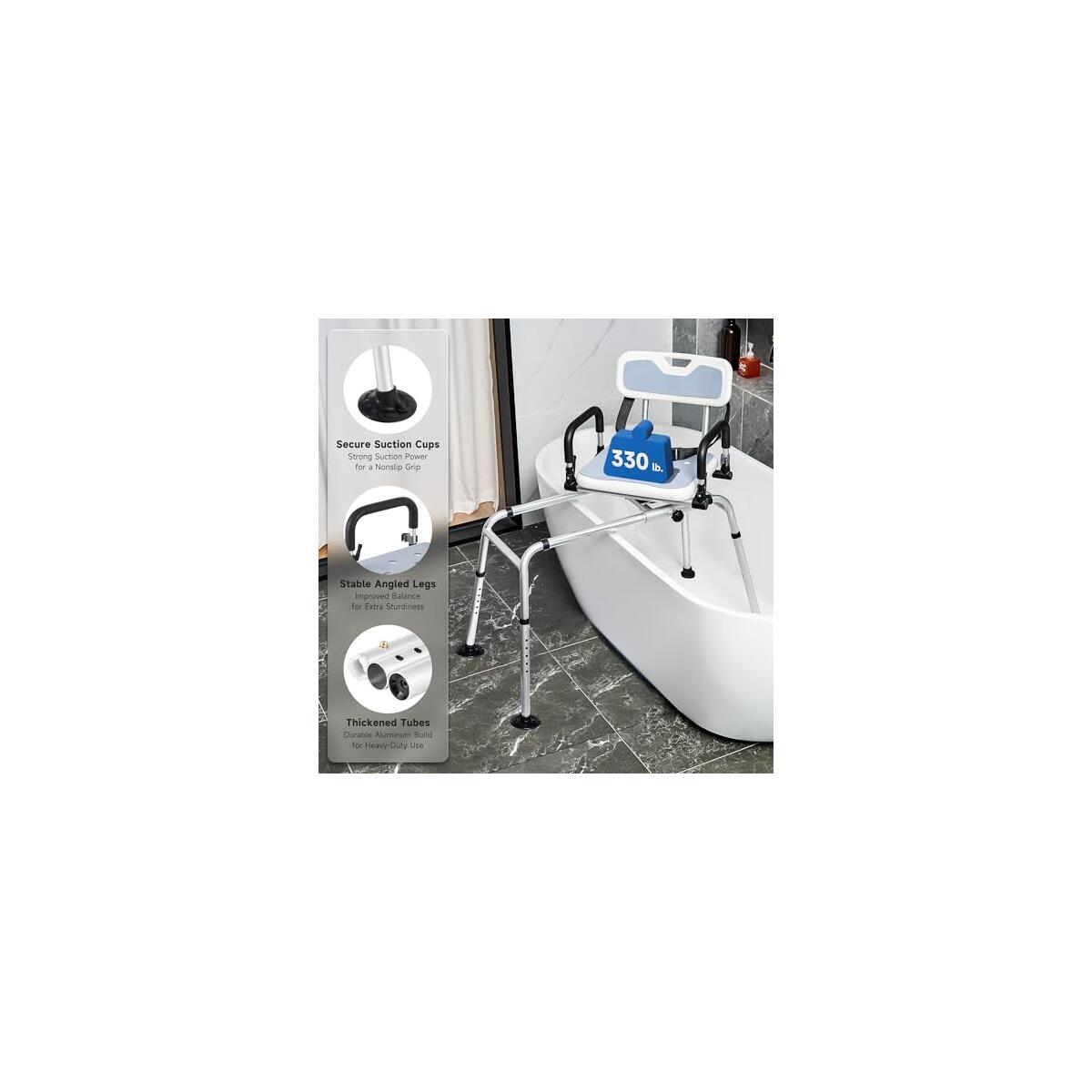 Sliding Shower Chair With 360 Swivel Seat Deal - RebateKey