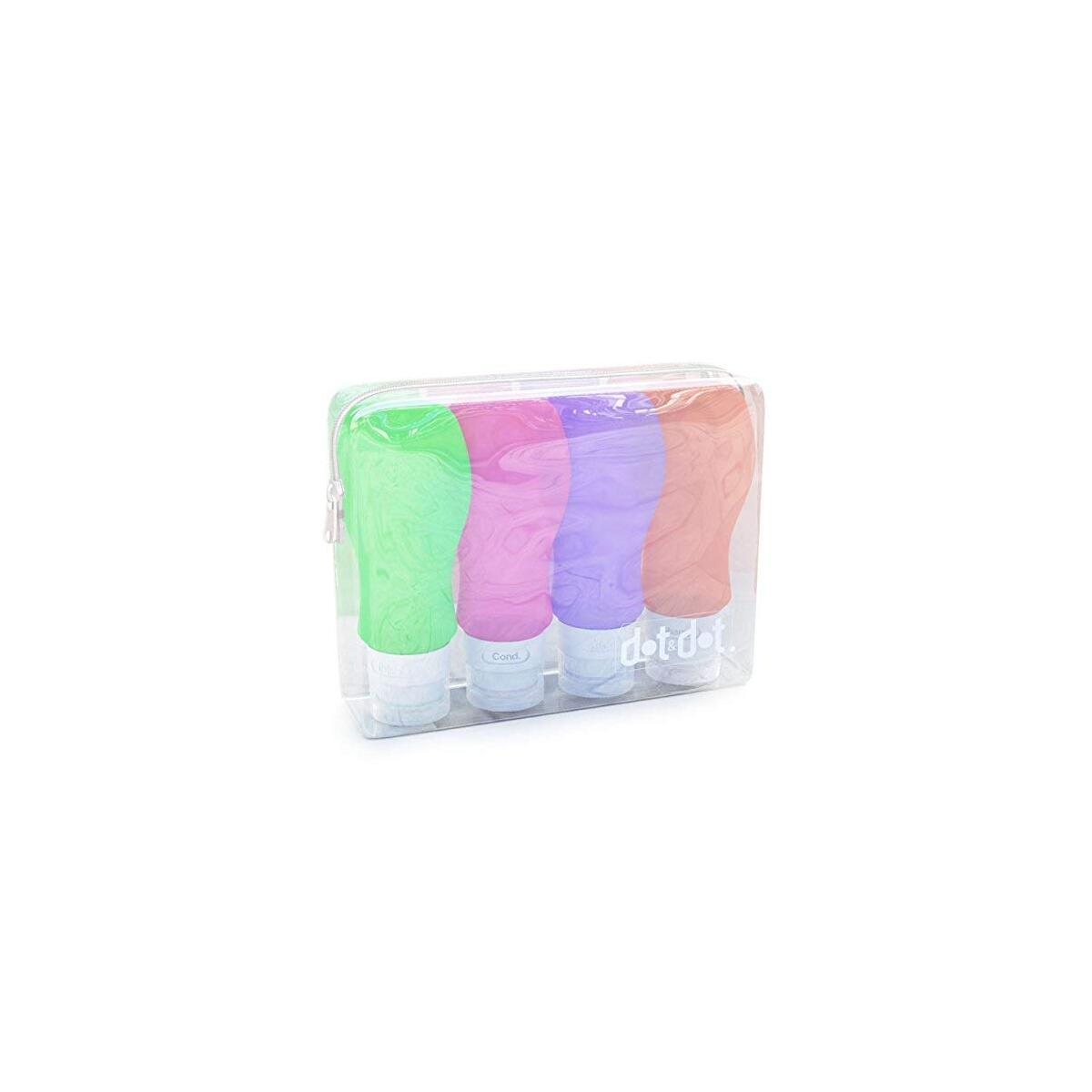 Travel Bottles Silicone Containers Set, Purple/Pink/Green/Orange, 3 oz , Set of 4