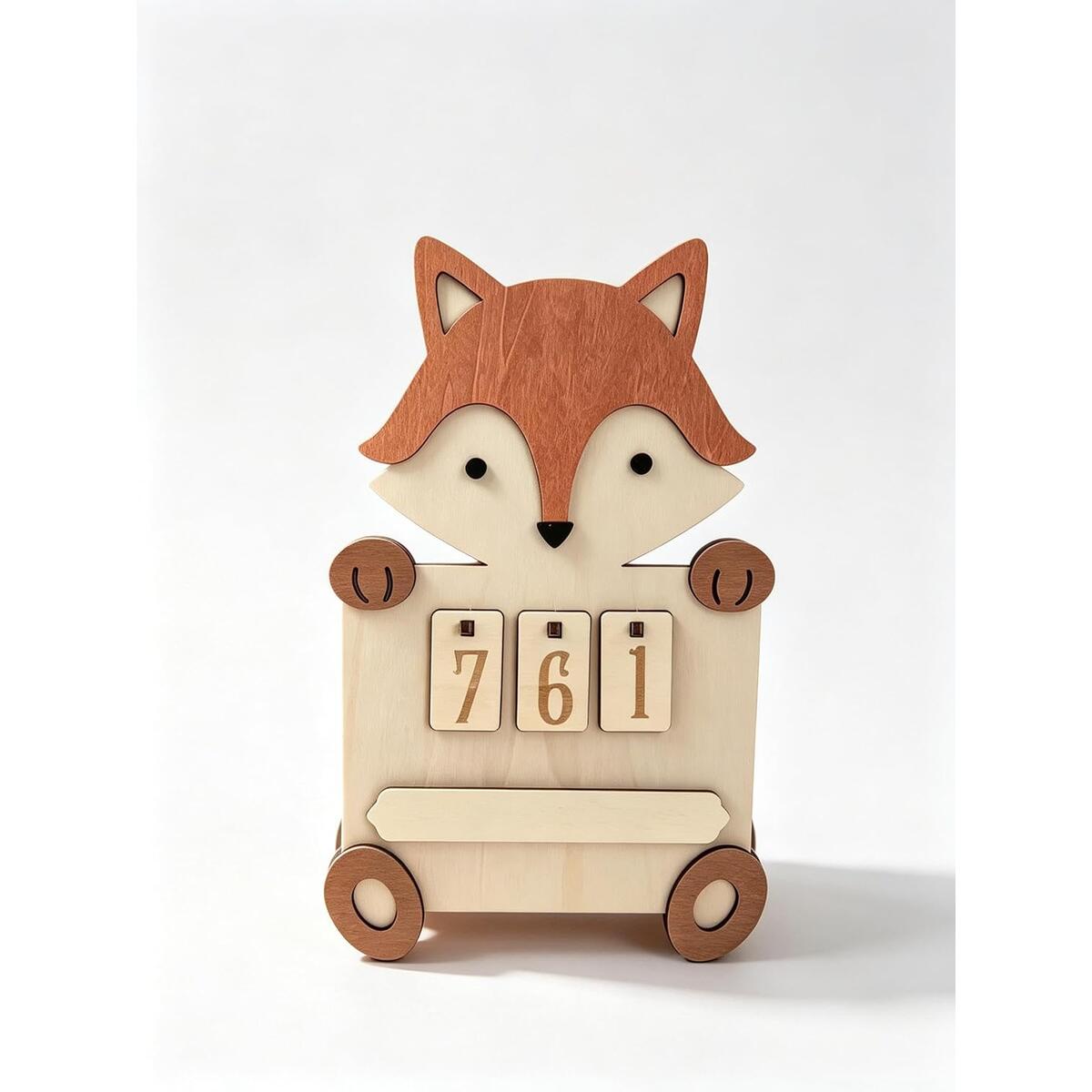3D Wooden Fox Reading Tracker with Rotatable Number Blocks